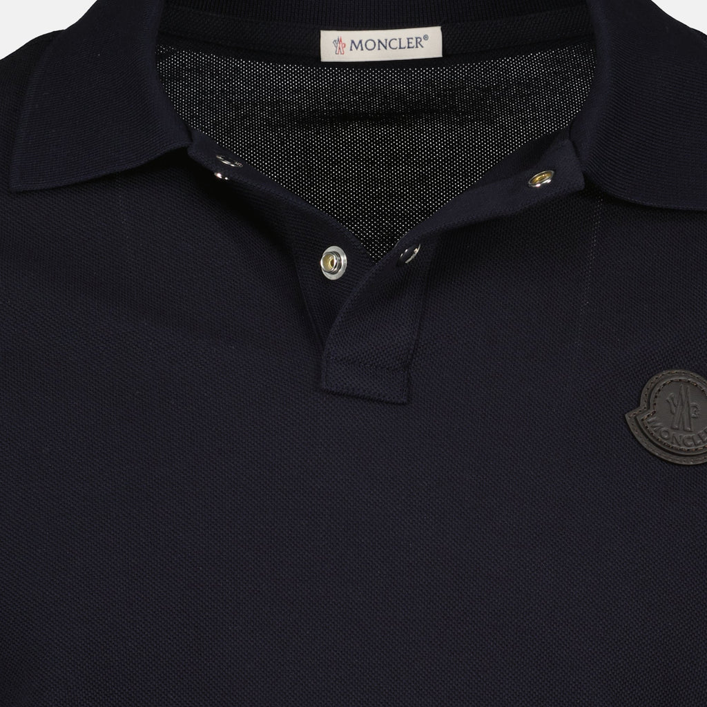 Moncler polo, navy logo polo, pique cotton polo, short sleeve polo, Men's apparel