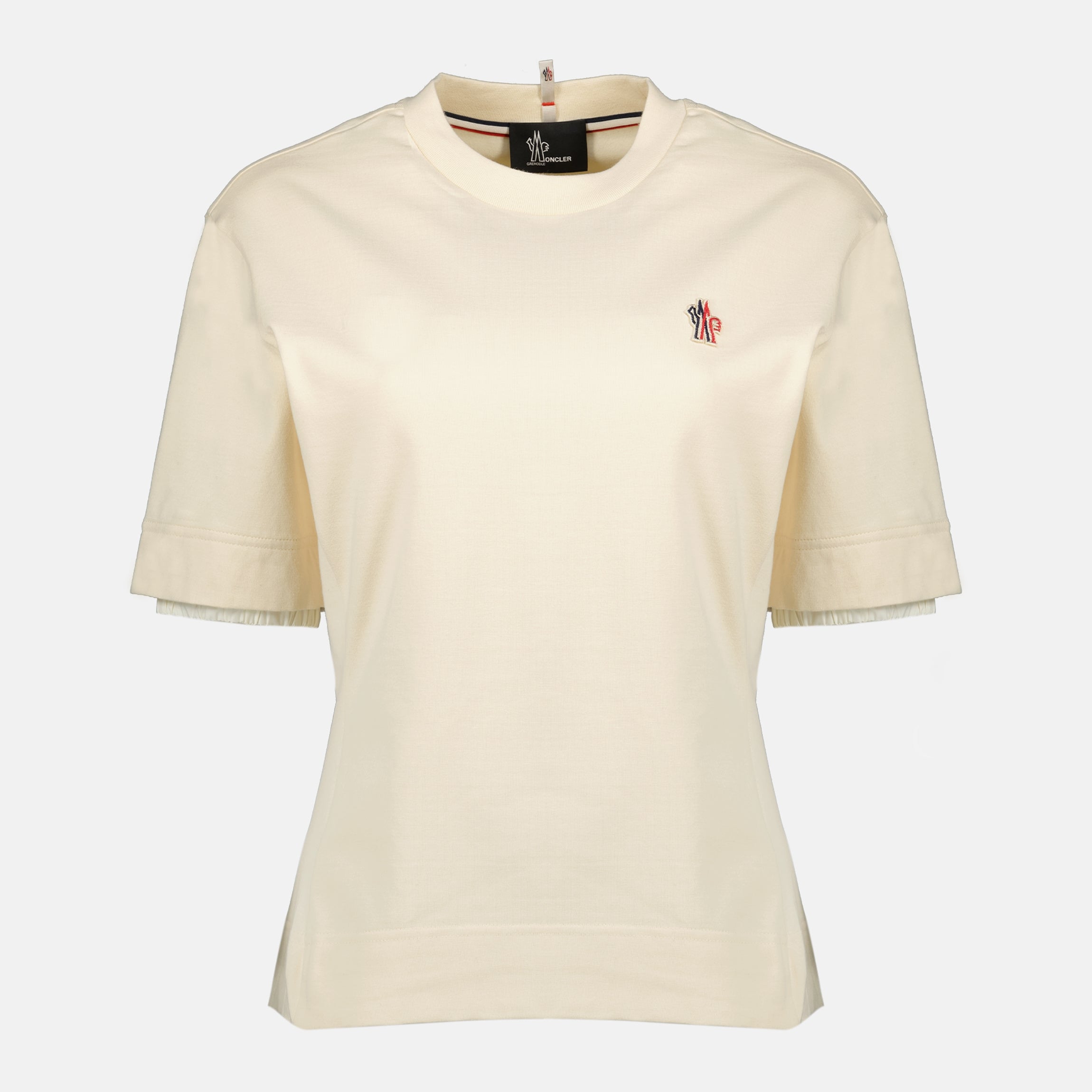 Image of White Logo T-Shirt by Moncler Grenoble for Women - Season Spring-Summer 2026 - Front View