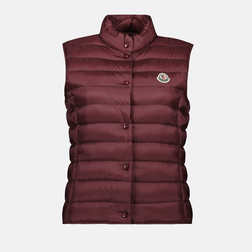 Imagem do colete acolchoado sem mangas Bordeaux da Moncler para Unissexo - Temporada Outono-Inverno 2024 - Vista Frontal