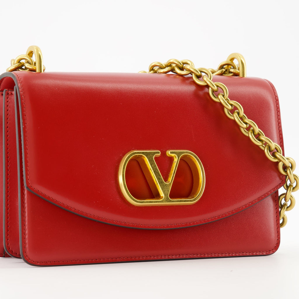 VLogo Vain, red leather bag, Valentino Garavani, luxury accessories, women’s handbags