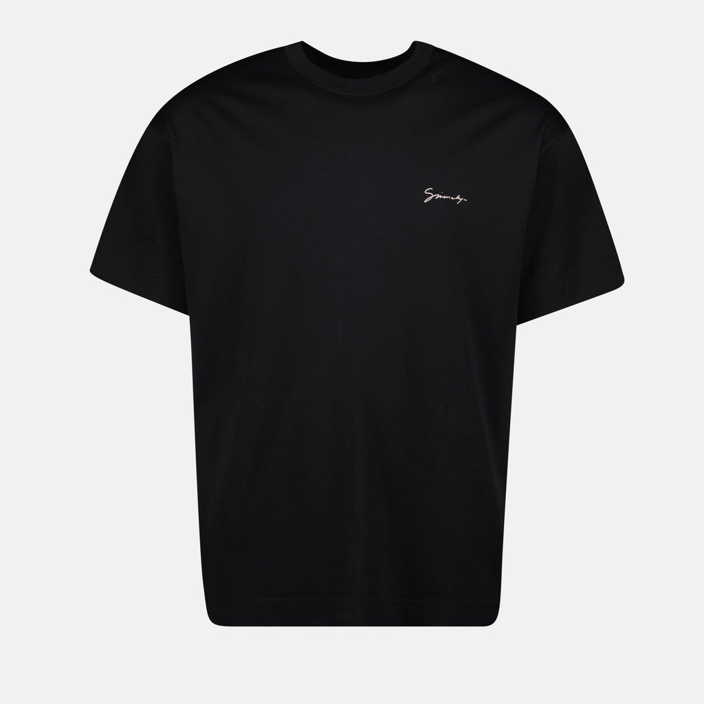 Image du t-shirt à logo noir imprimé de Givenchy pour homme - Saison printemps-été 2025 - Vue de face