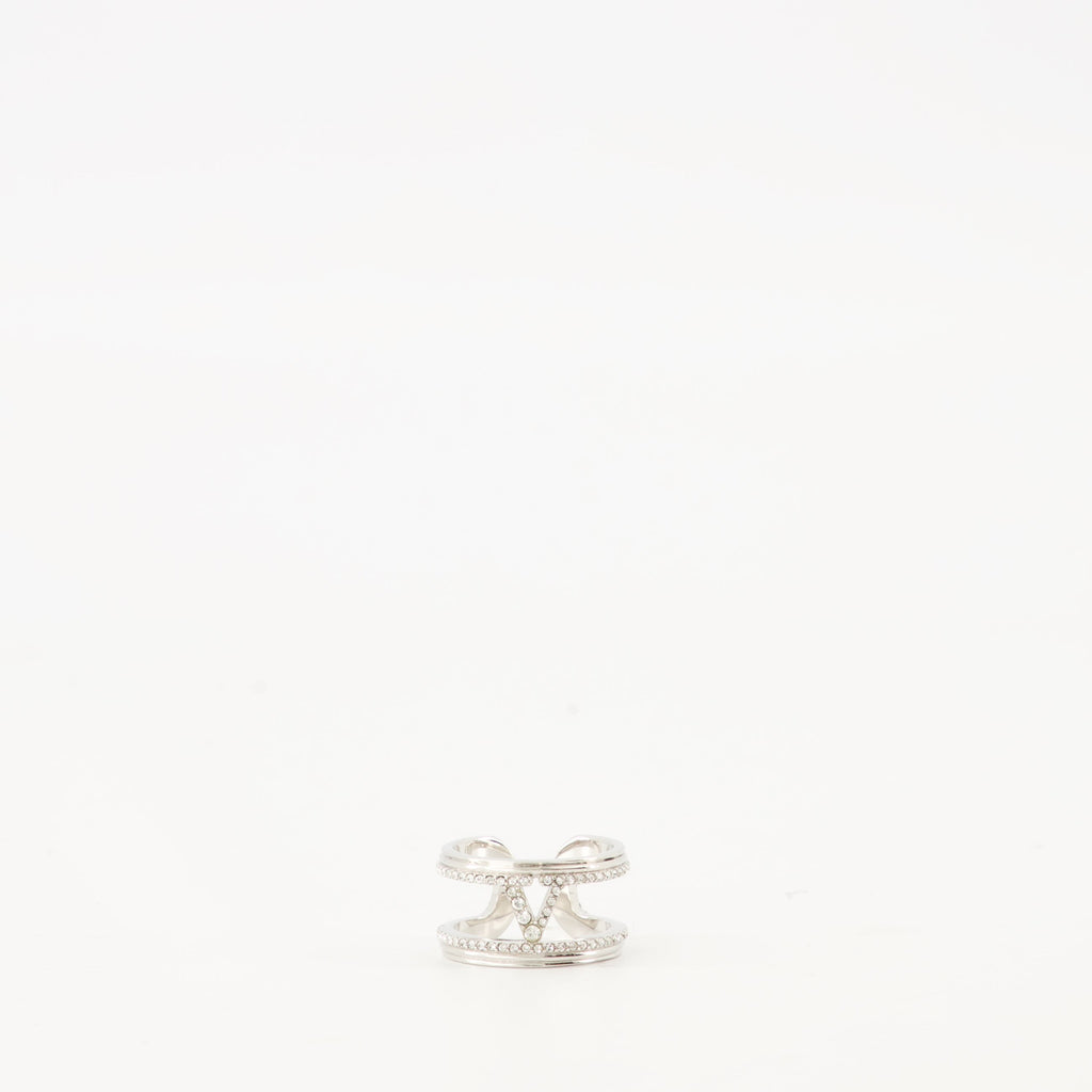 Ovalette Ring, Valentino Garavani, VLogo Signature, Swarovski Crystals, Rhodium Finish