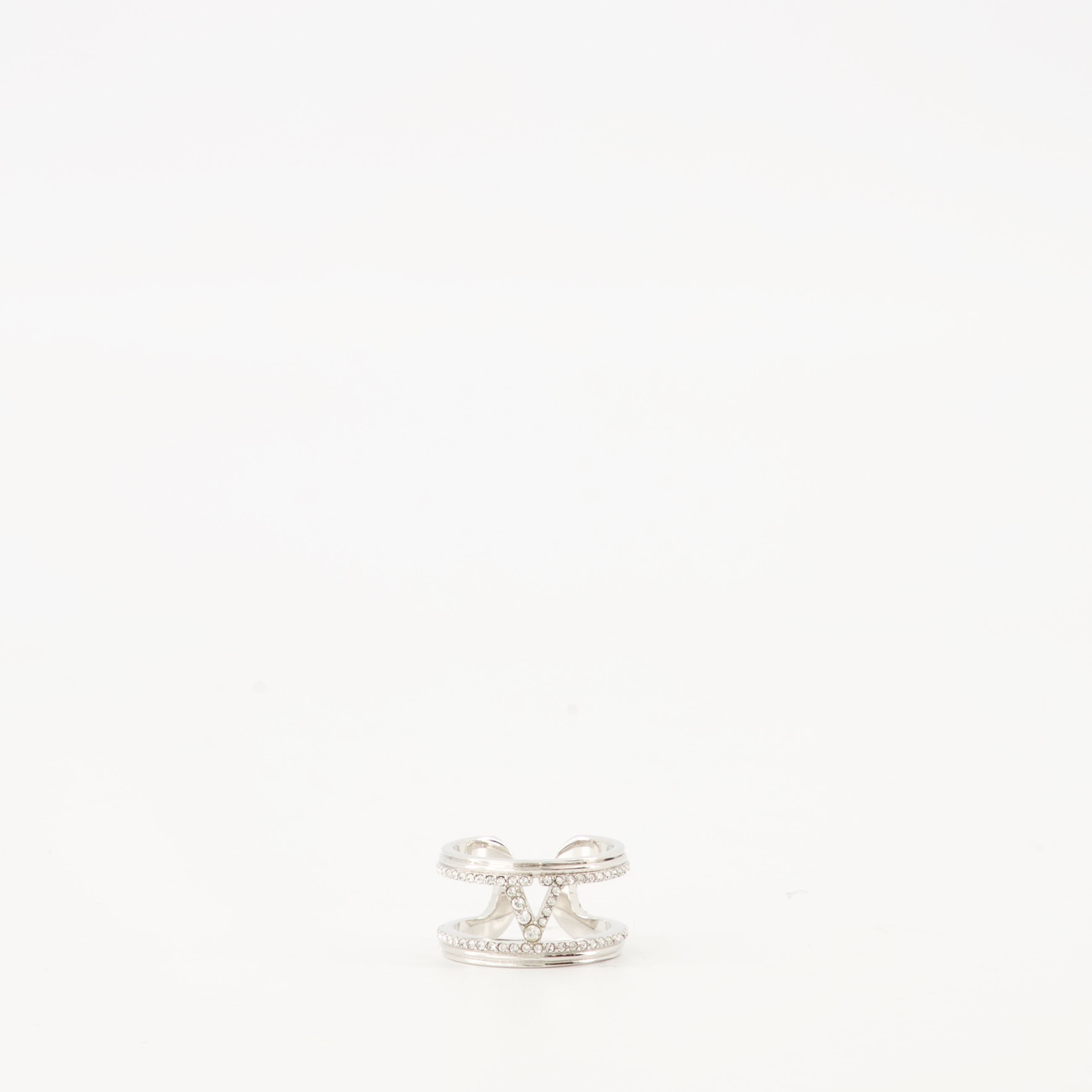 Ovalette Ring, Valentino Garavani, VLogo Signature, Swarovski Crystals, Rhodium Finish