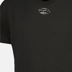 Oval Logo T-Shirt, Cotton Black Tee, Diesel Men's Wear, Embossed Logo Shirt, Autumn-Winter Collection