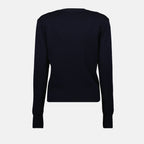 Image of Ami de coeur Pull Navy Blue by Ami PARIS for Women - Season Autumn-Winter 2025 - Detail View 2