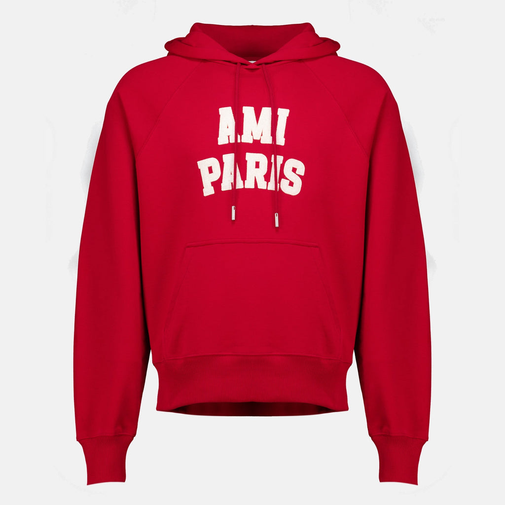 Sweat à capuche rouge brodé
