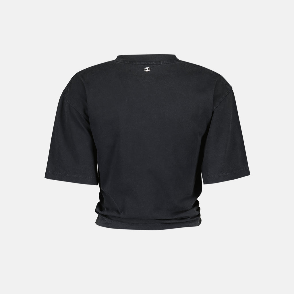 Rabanne t-shirt, short t-shirt, printed t-shirt, silver piercing detail, Autumn-Winter 2025