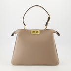 Fendi Peekaboo bag, medium beige handbag, calf leather bag, elegant accessories, designer handbag