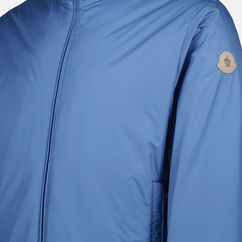 Image of Light Blue Windbreaker Jacket by Moncler for Men - Season Spring-Summer 2025 - Detail View 1
