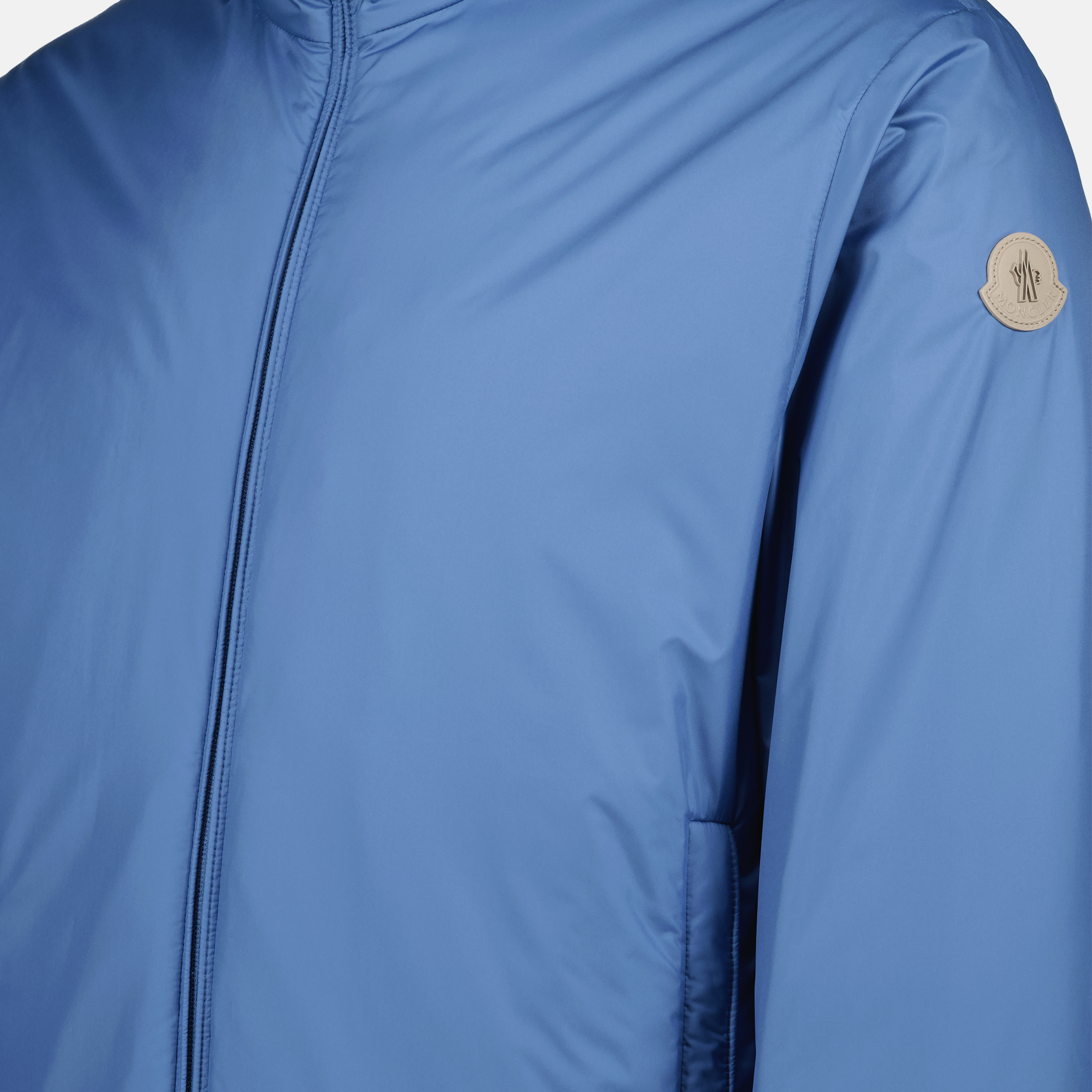 Image of Light Blue Windbreaker Jacket by Moncler for Men - Season Spring-Summer 2025 - Detail View 1