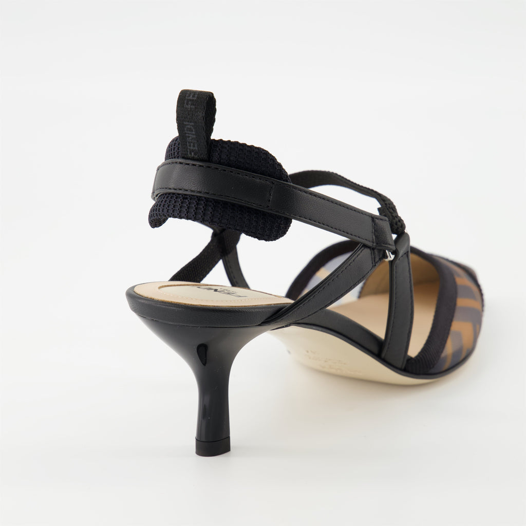 Fendi heels, Colibrì Lite FF, pointed toe shoes, black heels, designer footwear