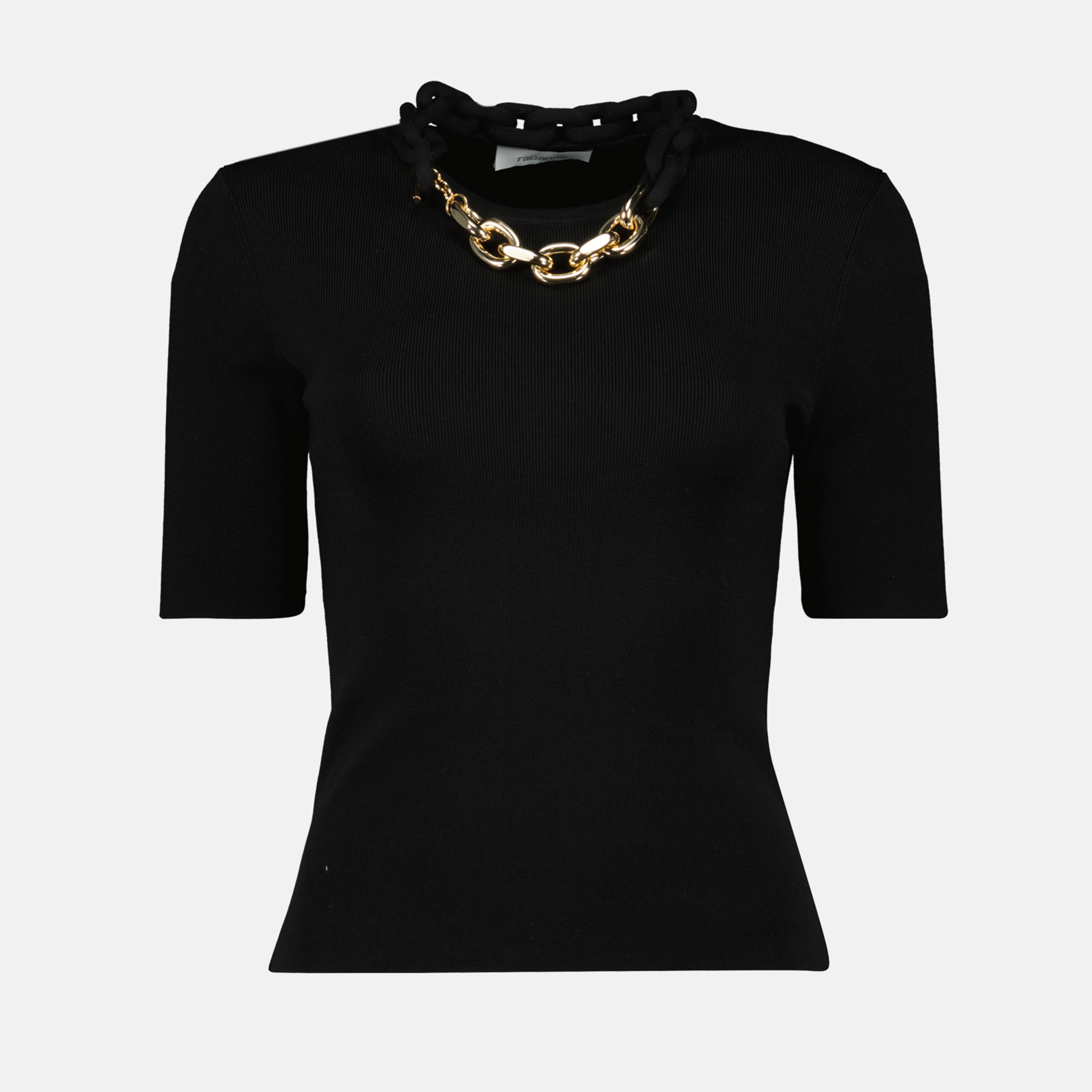 wool sweater, black sweater, chain detail, Spring-Summer collection, women’s fashion