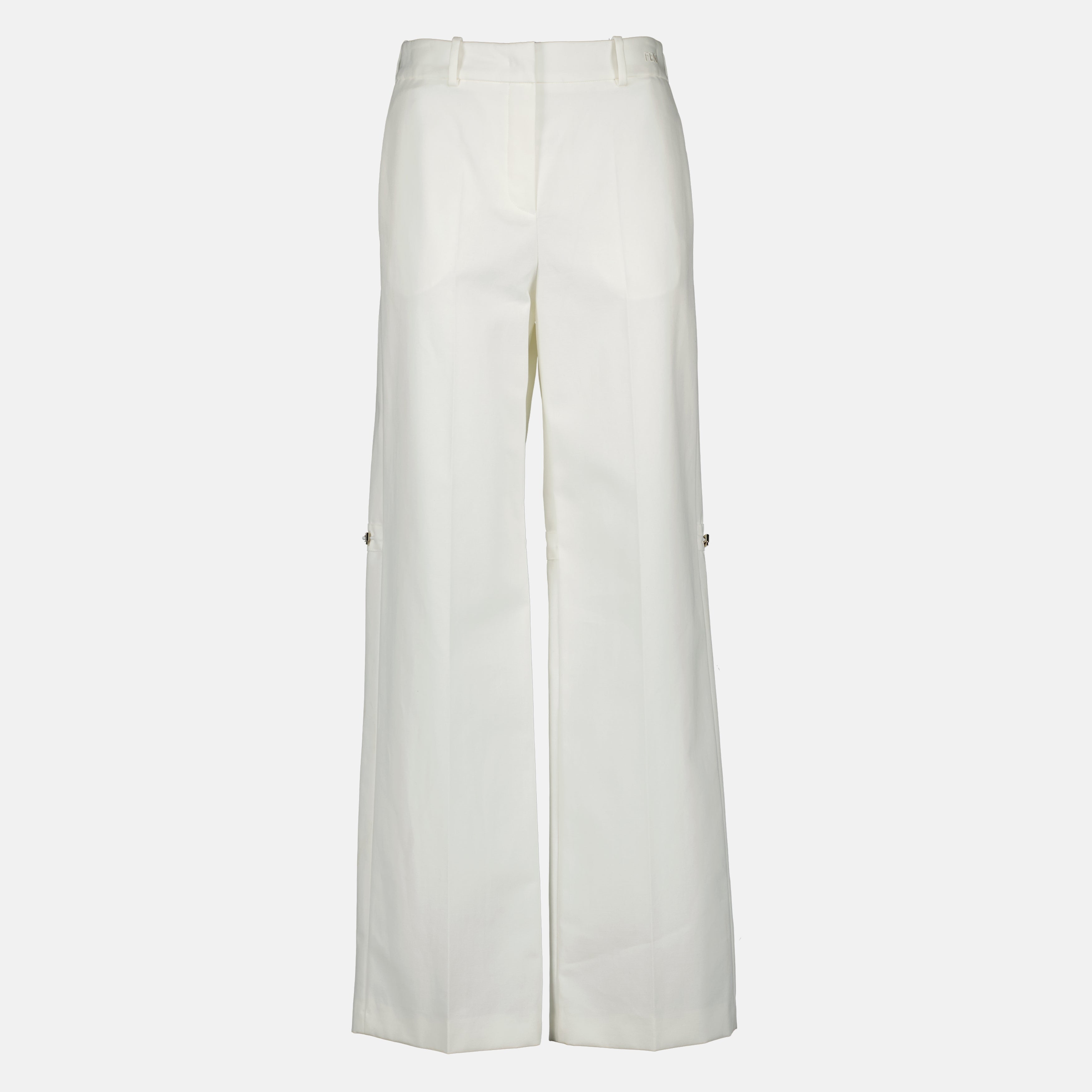 White Cotton Canvas Trousers
