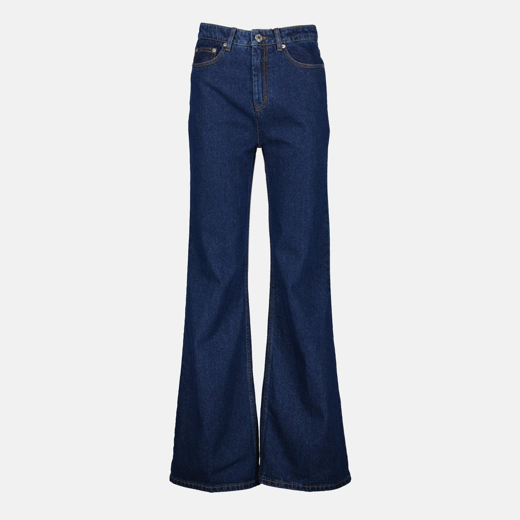 flared denim jeans, AMI Paris, women's fashion, high-waisted jeans, autumn winter collection
