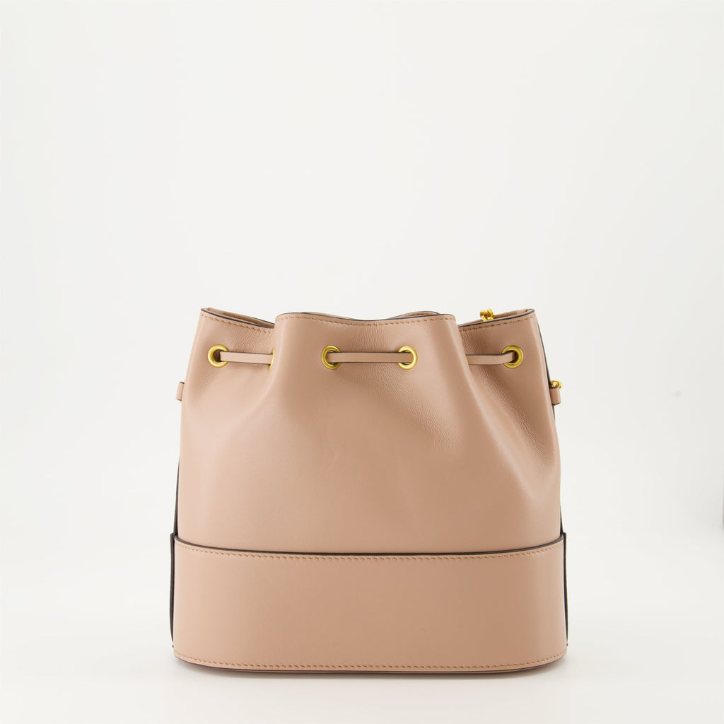 VLogo Leather Bag, Bucket Bag, Beige Handbag, Valentino Accessories, Luxury Handbag