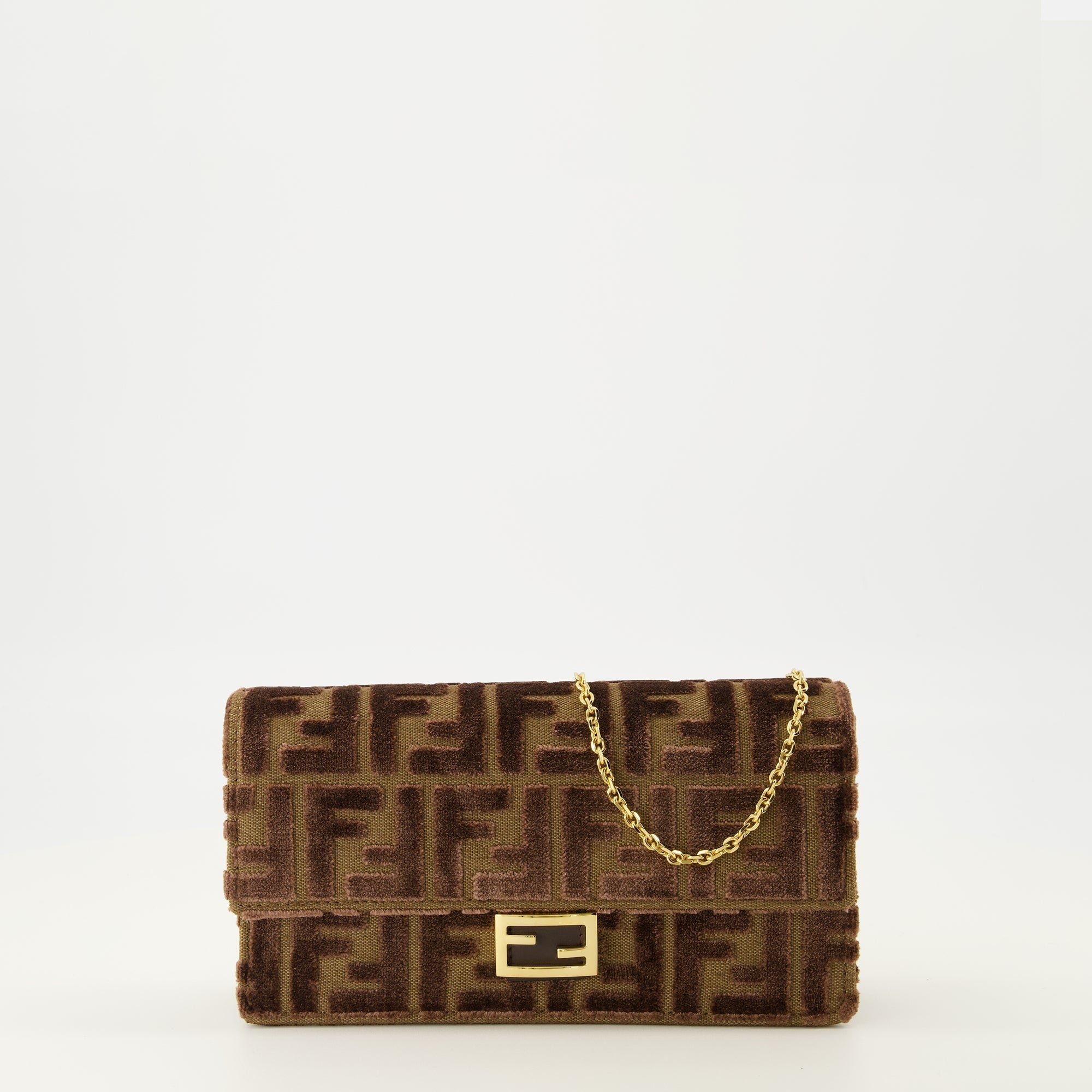 Fendi wallet, brown velvet wallet, chain wallet, elegant accessories, luxury handbags