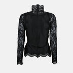 blouse, satin blouse, lace blouse, black blouse, embroidered lace