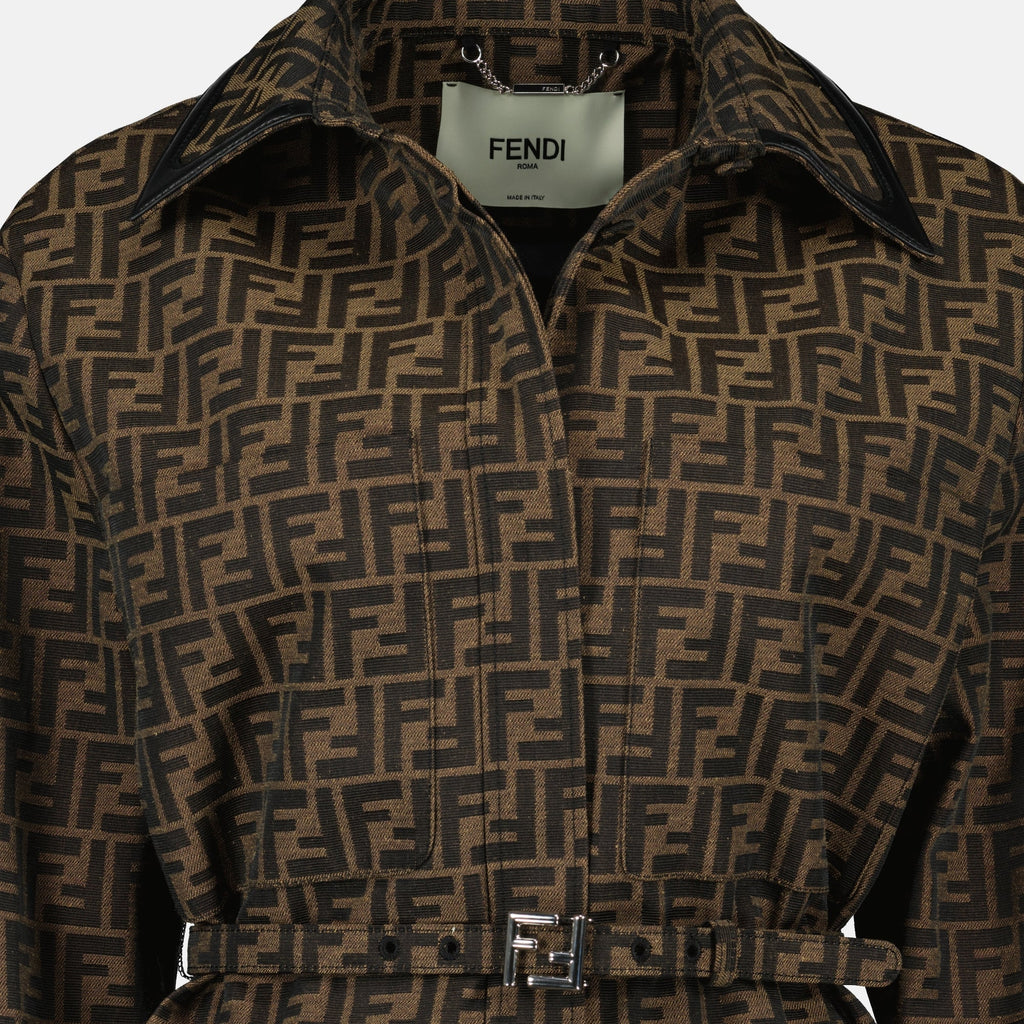 Image of Veste en toile ff marron by Fendi for Women - Season Spring-Summer 2026 - Detail View 2