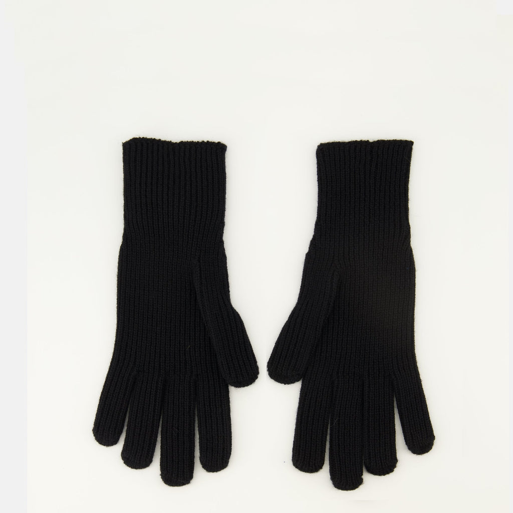 black wool gloves, Moncler accessories, autumn-winter collection, luxury gloves, stylish winter wear