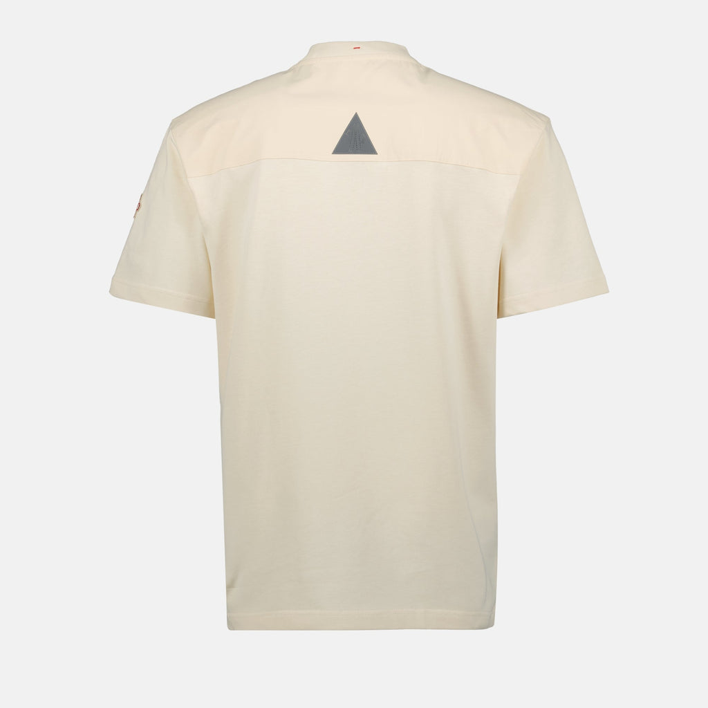 beige t-shirt, Moncler Grenoble, summer apparel, cotton jersey shirt, casual wear