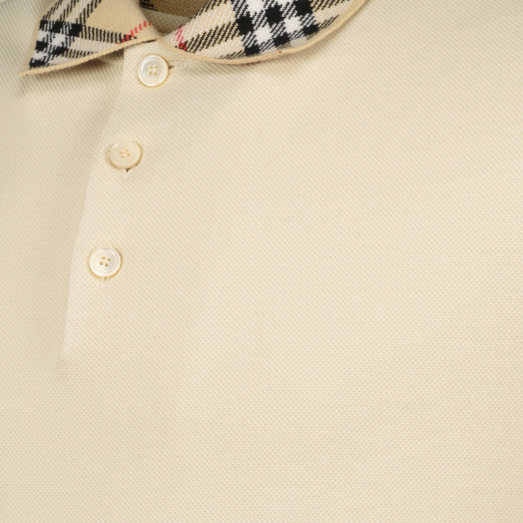 beige polo, check collar polo, cotton polo, casual wear, Spring-Summer collection