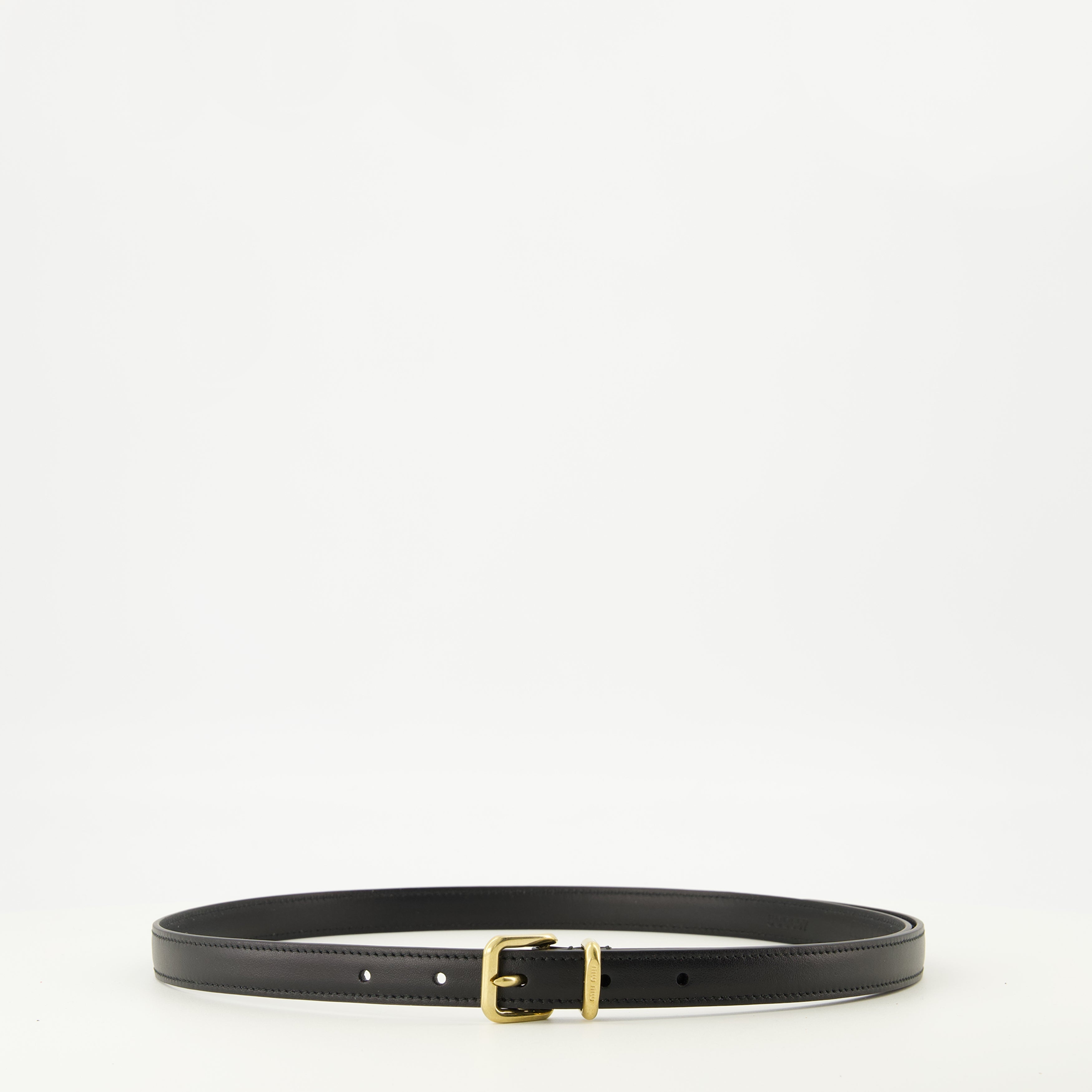 black leather belt, Miu Miu, calfskin accessories, designer belt, luxury fashion
