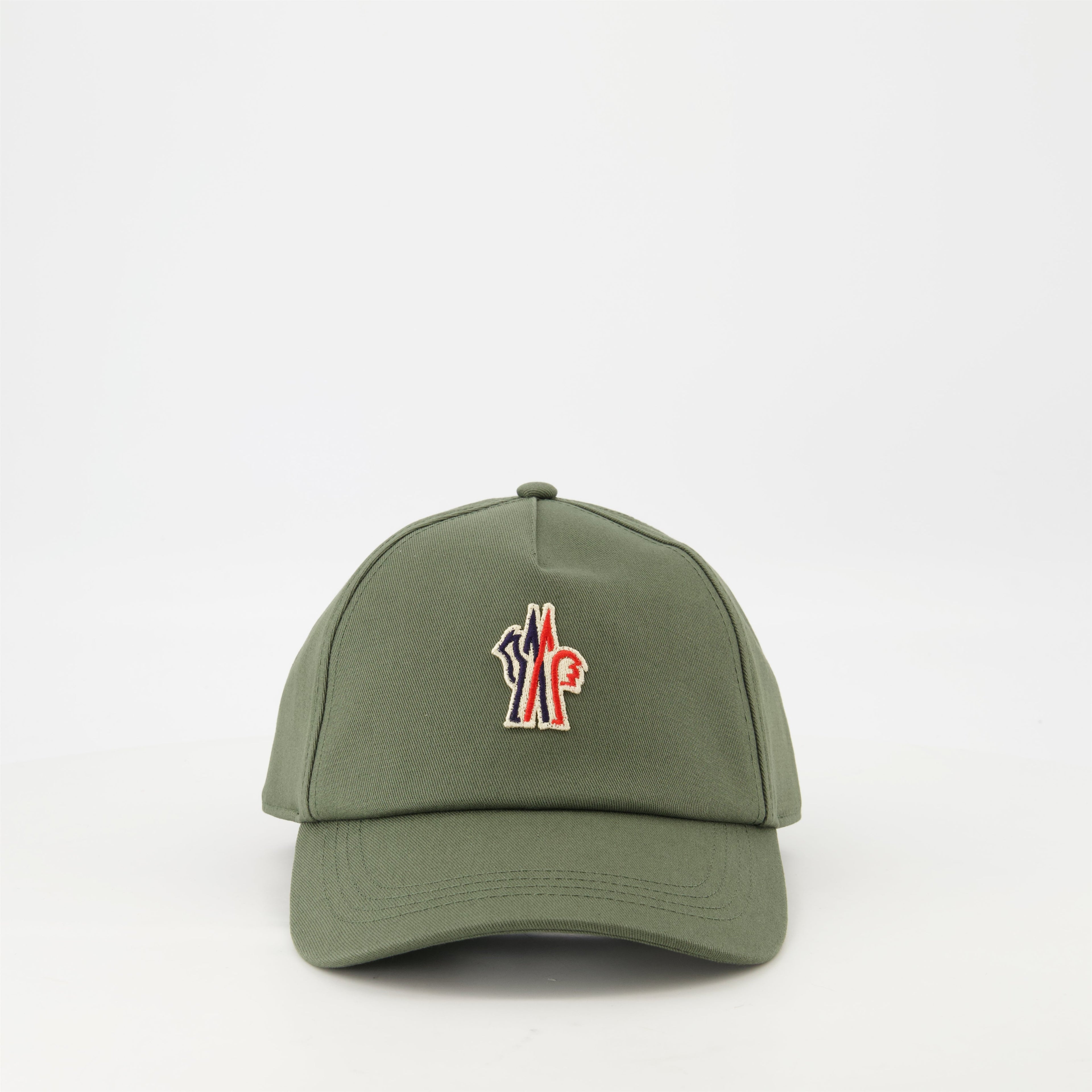 khaki cap, Moncler Grenoble, adjustable logo cap, cotton gabardine, fashion accessory