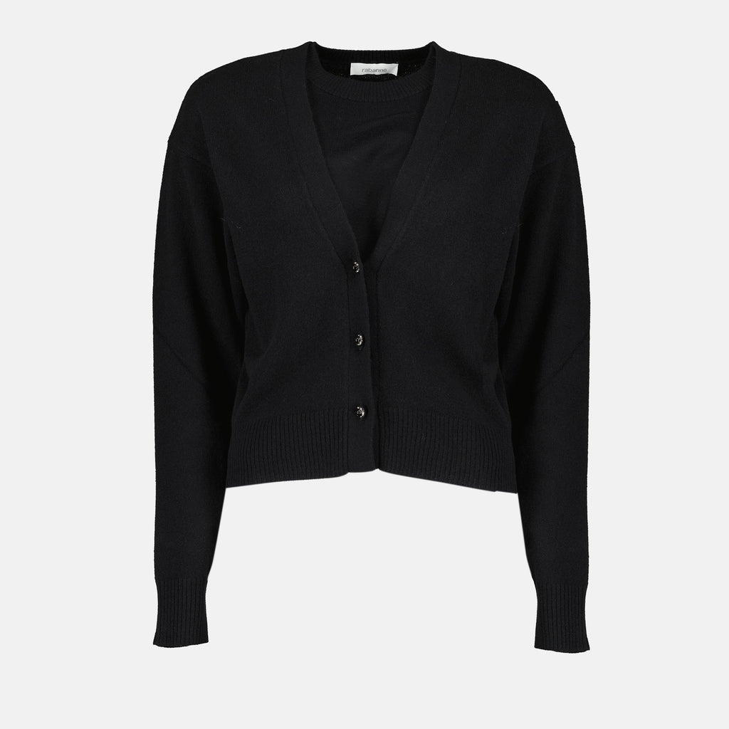 black wool sweater, Rabanne, Autumn-Winter 2025, women's sweater, cashmere blend