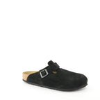 Birkenstock mules, Boston mules, black slip-on shoes, comfortable footwear, nubuck leather mules