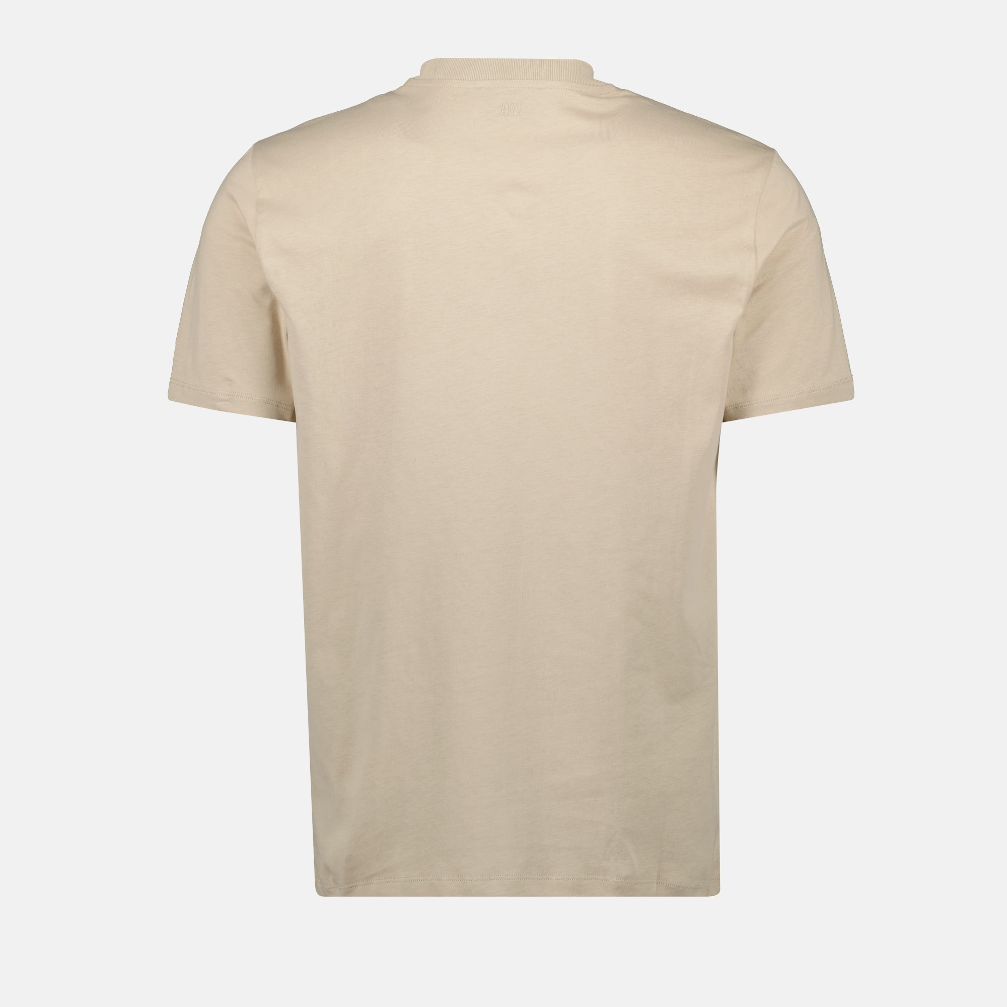 Ami Paris T-Shirt, beige T-Shirt, organic cotton shirt, embroidered logo T-Shirt, men's fashion