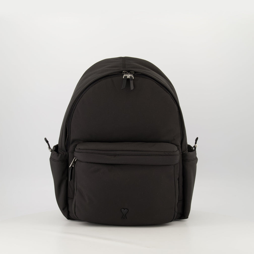 Ami de Coeur Backpack, Black Backpack, Water-Resistant Nylon Bag, Adjustable Straps, Practical Everyday Backpack