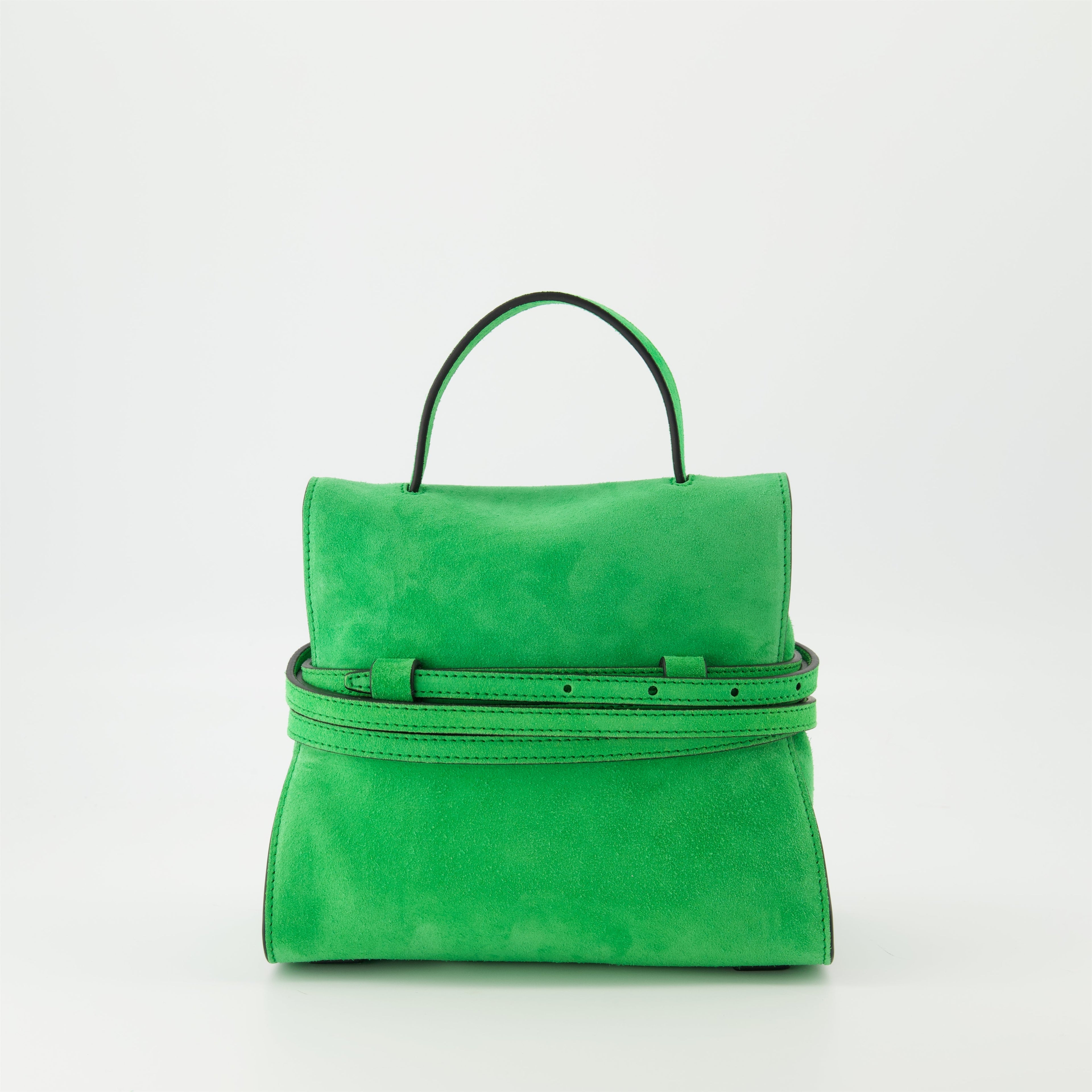 Tie Me small bag, Moschino handbag, suede bag, green bag, designer accessories