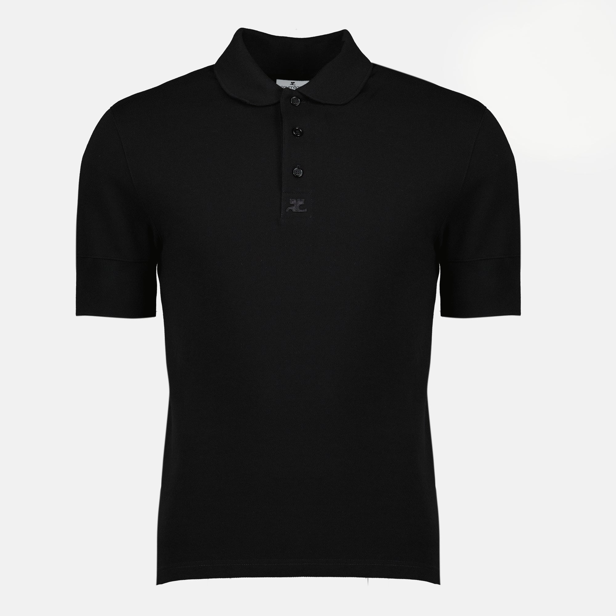 Image of Black Cotton Polo by Courrèges for Men - Season Spring-Summer 2026 - Front View