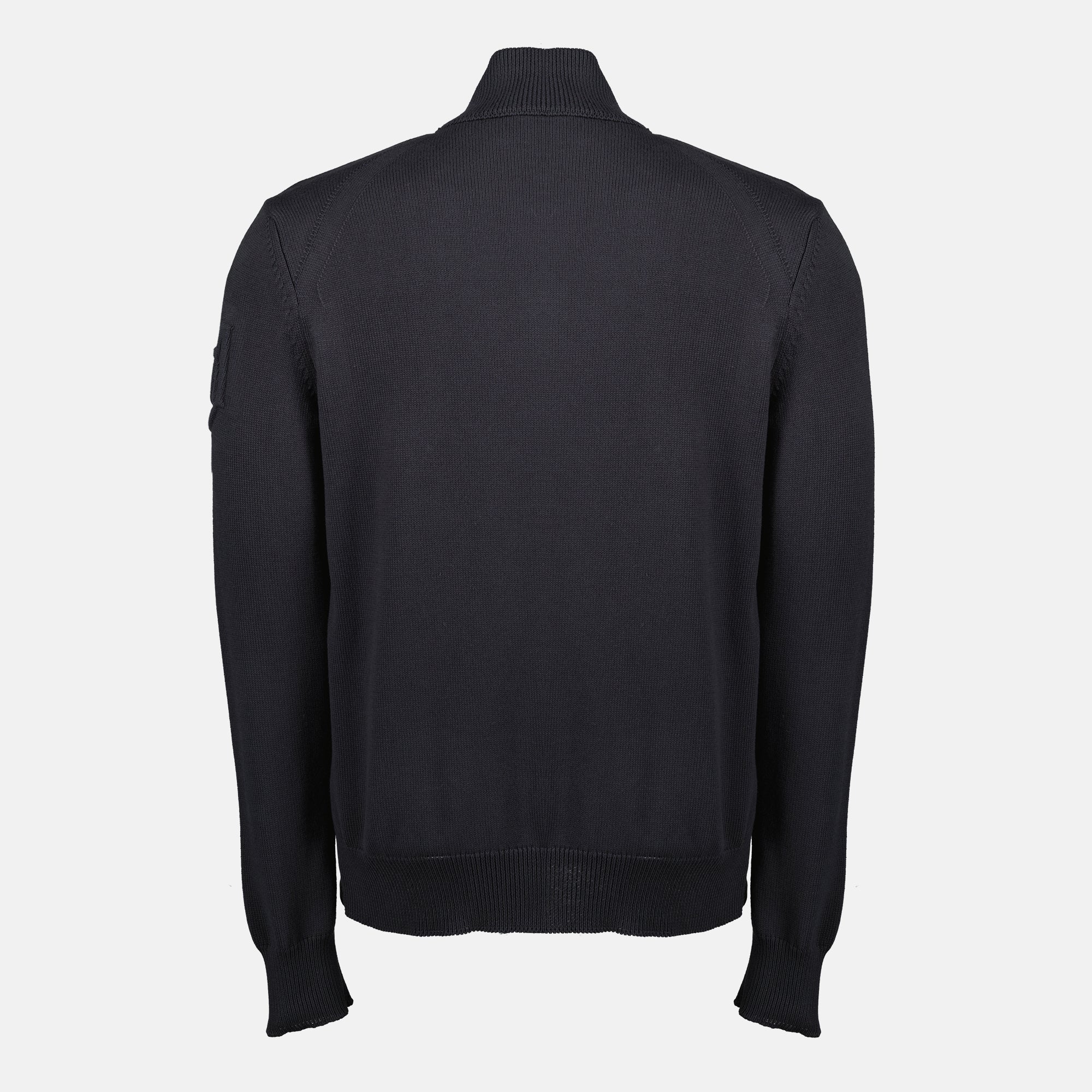 Navy Blue Bi-material Cardigan - Moncler - Men | WE IN STYLE