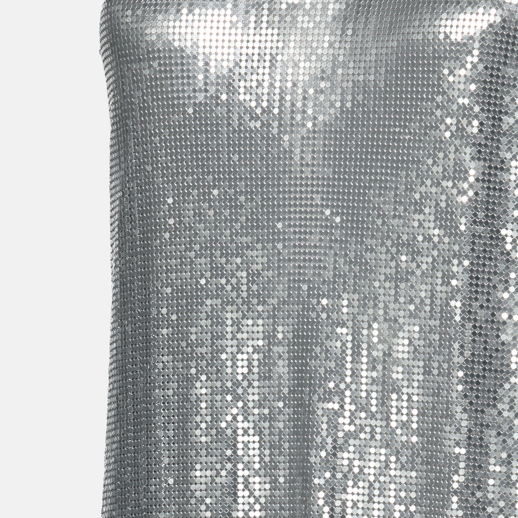 silver dress, metallic dress, Rabanne dress, Spring-Summer 2025, stylish knitwear