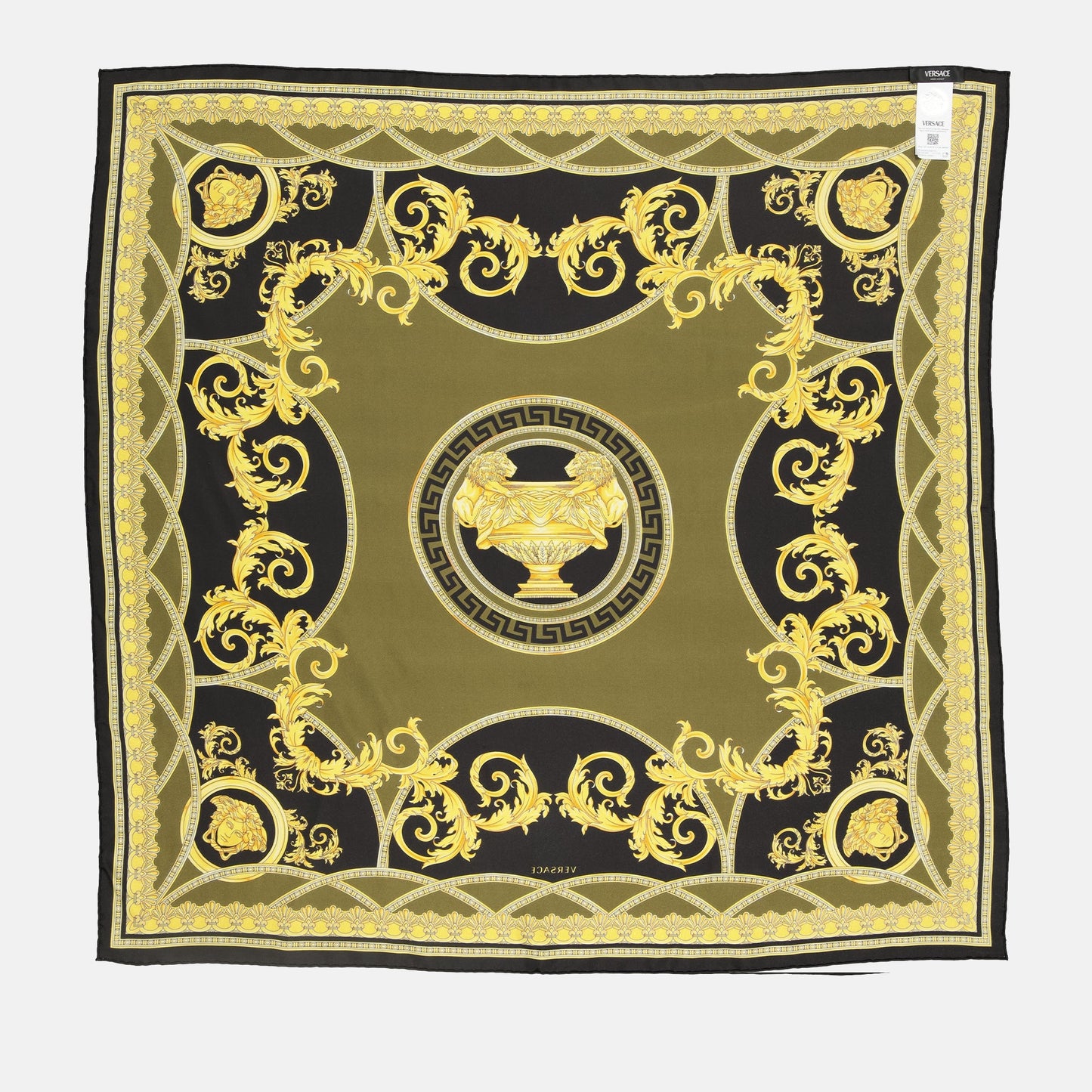 silk scarf, Versace, luxury accessories, black and gold scarf, Autumn-Winter 2024