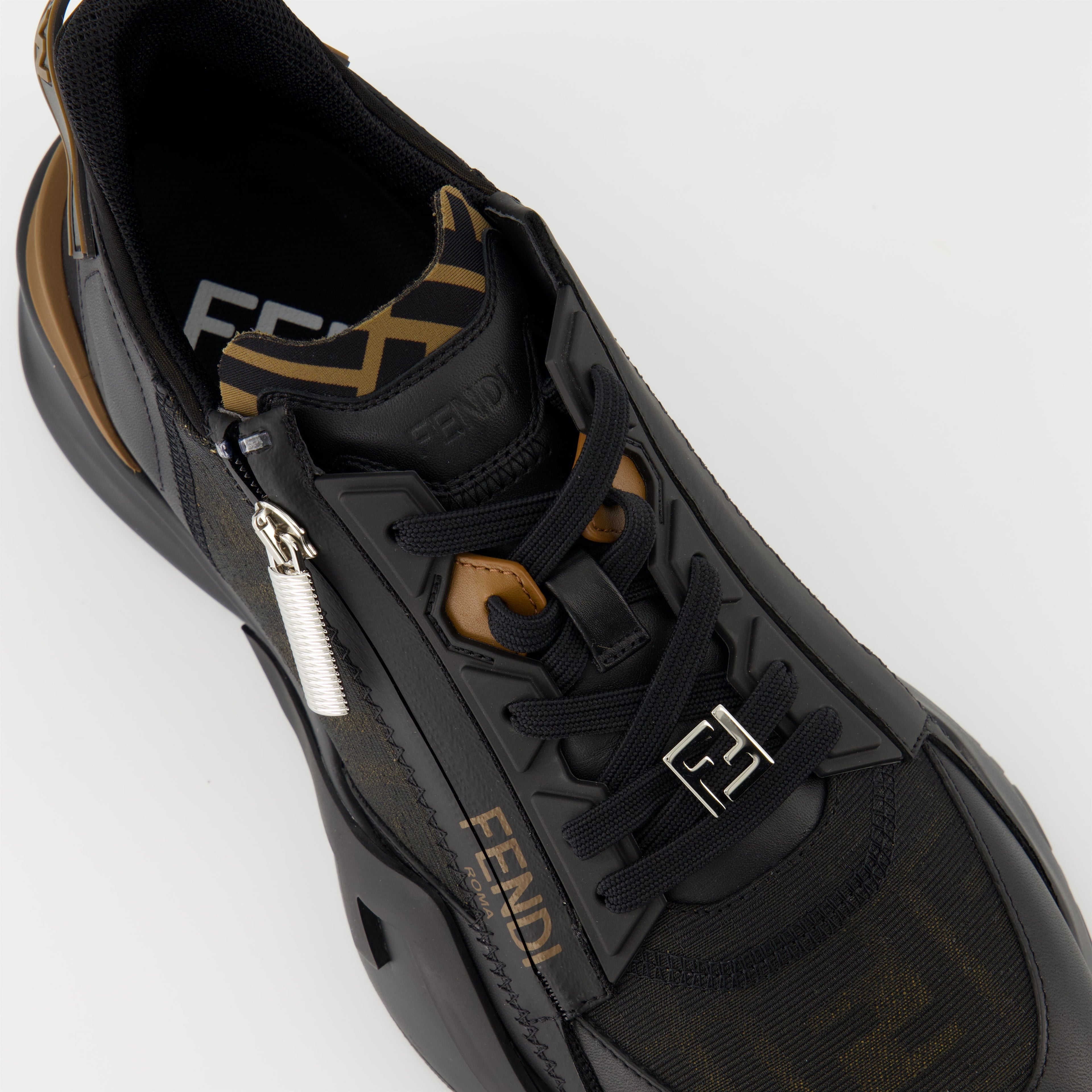 Fendi Flow sneakers, black sneakers, men's designer shoes, luxury footwear, stylish sneakers