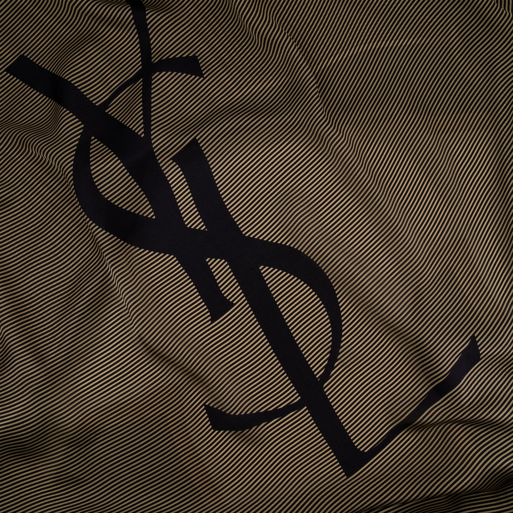 Cassandre stole, Saint Laurent stole, silk accessory, brown silk stole, designer stole