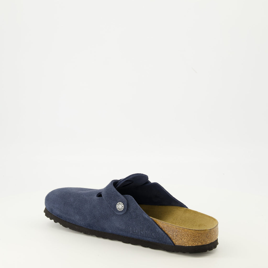 slip-on shoes, comfortable footwear, blue suede shoes, adjustable fit, molded sole