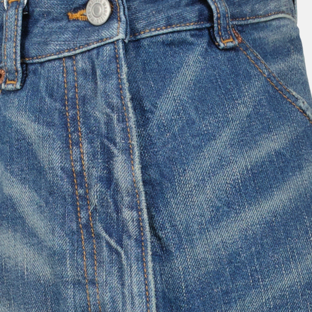 Twist Denim Jeans, MM6 jeans, wide-leg denim, high waist jeans, faded blue jeans