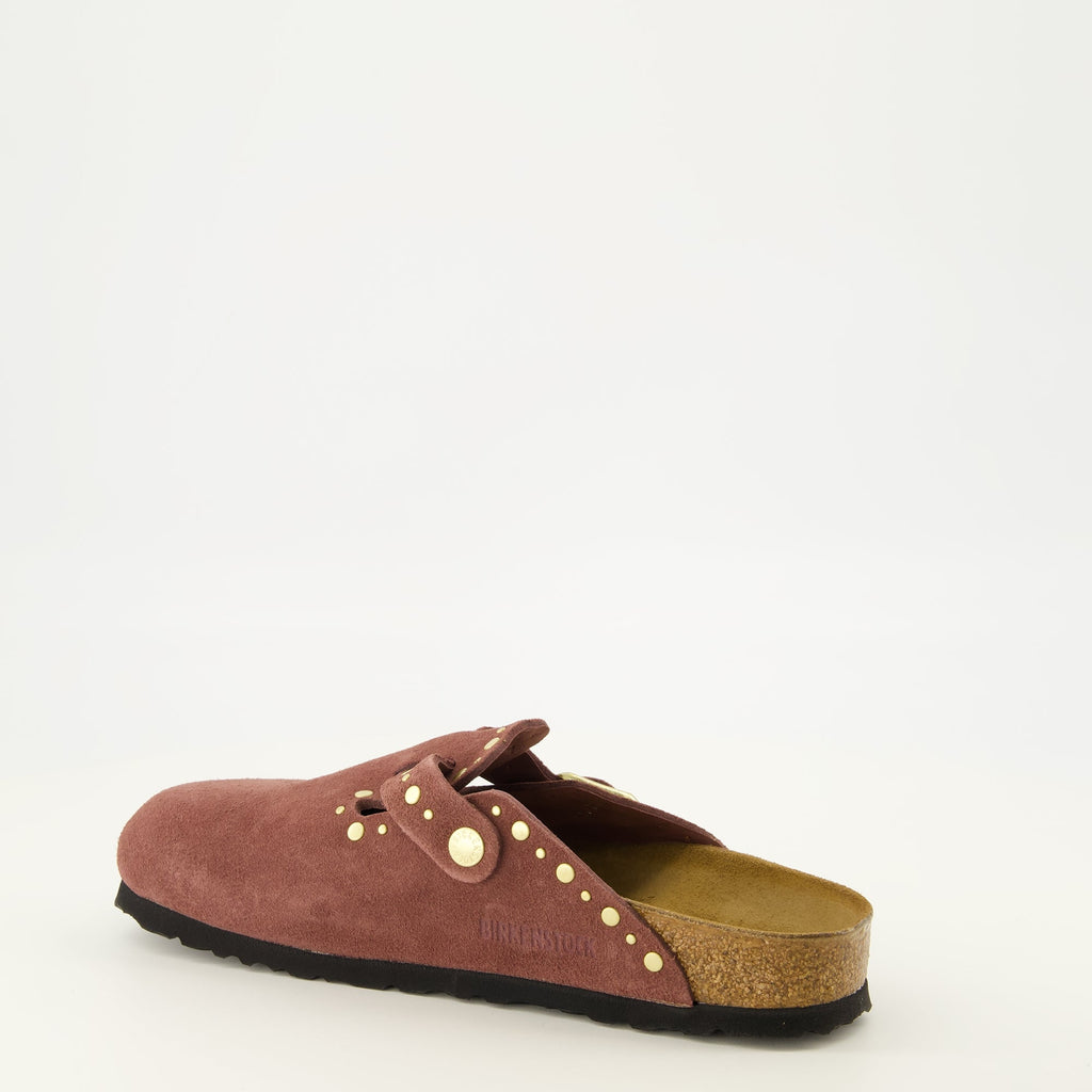 Boston Pink Suede Leather Mules