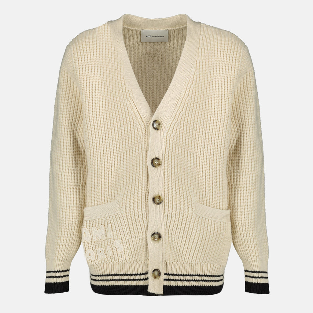 Bilde av cardigan ami paris beige fra Ami PARIS for Unisex - Sesong Vår-Sommer 2026 - Frontvisning