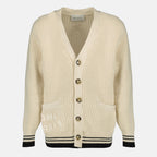 Bild des beigefarbenen Cardigans ami paris von Ami PARIS für Unisex - Saison Frühling-Sommer 2026 - Vorderansicht