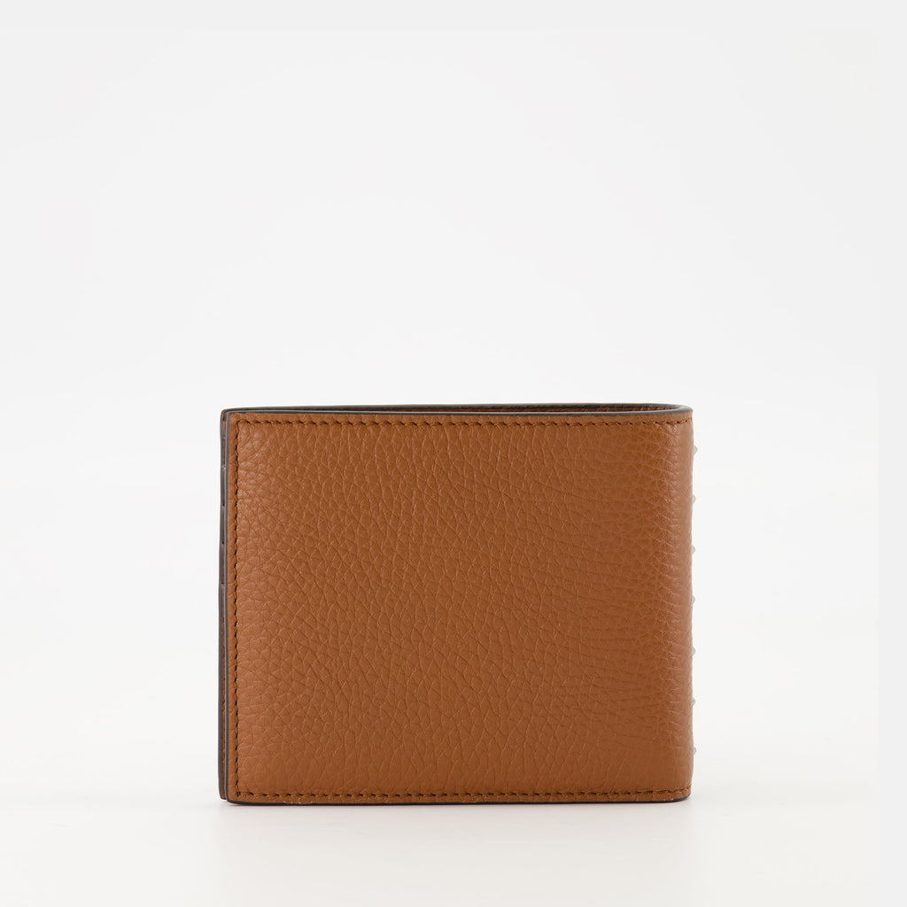 Valentino Garavani wallet, brown leather wallet, Rockstud Wallet, men's wallet, designer wallet