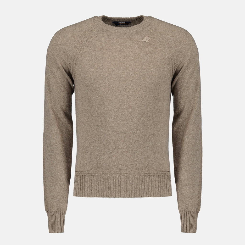 K-Way sweater, beige wool sweater, men's knitwear, Autumn-Winter fashion, cashmere blend sweater