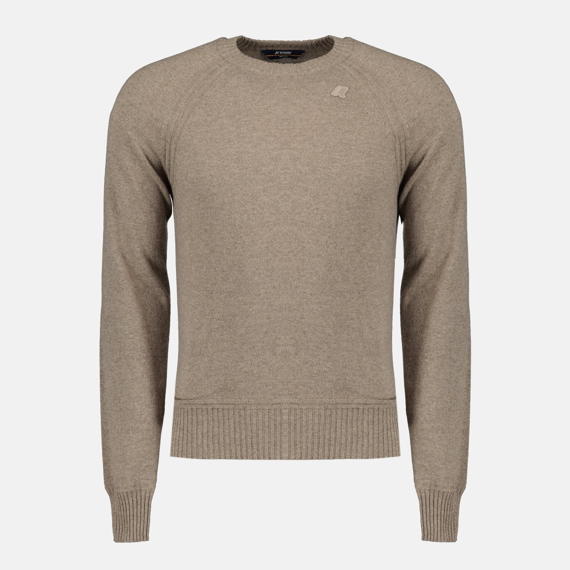 K-Way sweater, beige wool sweater, men's knitwear, Autumn-Winter fashion, cashmere blend sweater