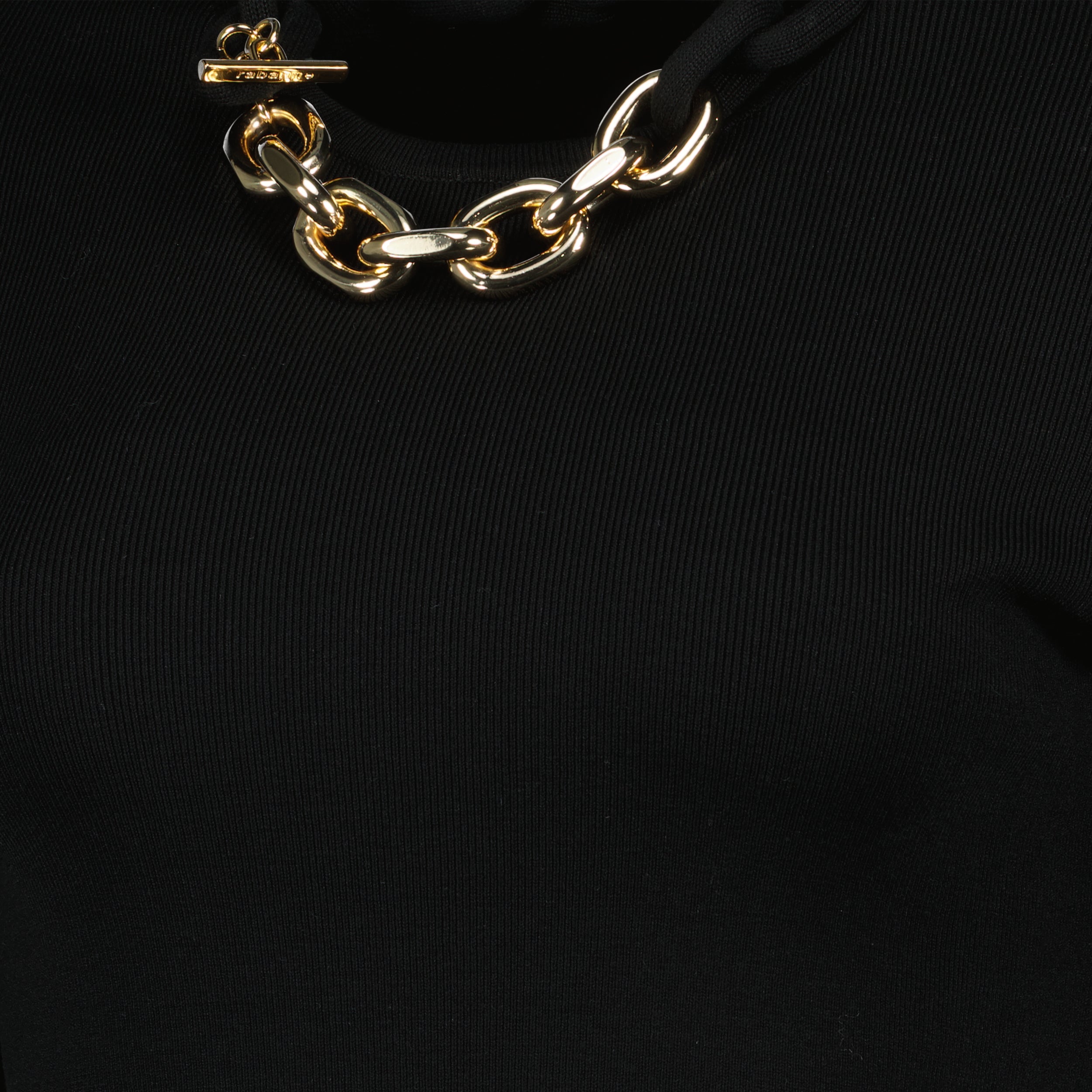 wool sweater, black sweater, chain detail, Spring-Summer collection, women’s fashion