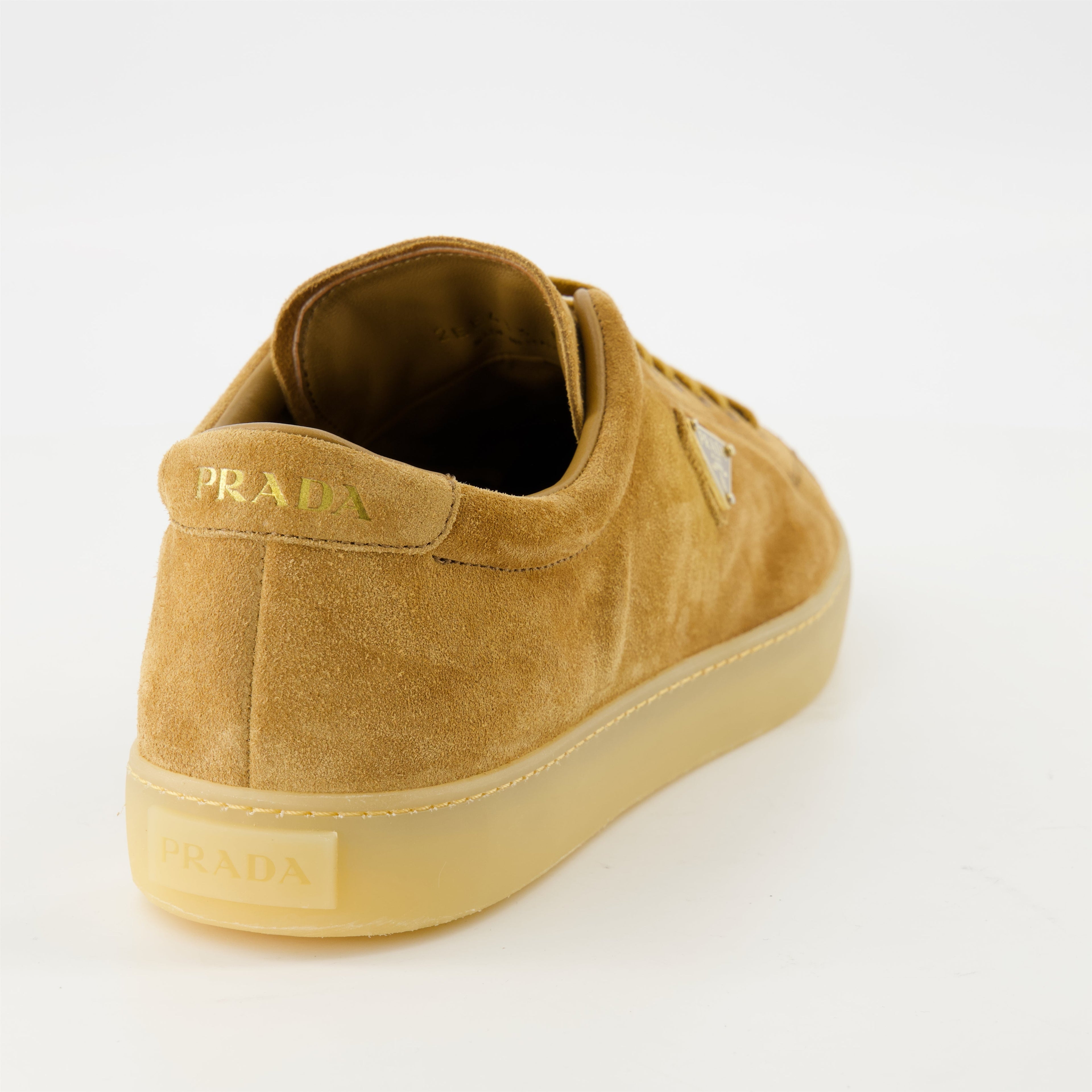 Prada Downtown sneakers, suede sneakers, brown sneakers, casual footwear, luxury sneakers