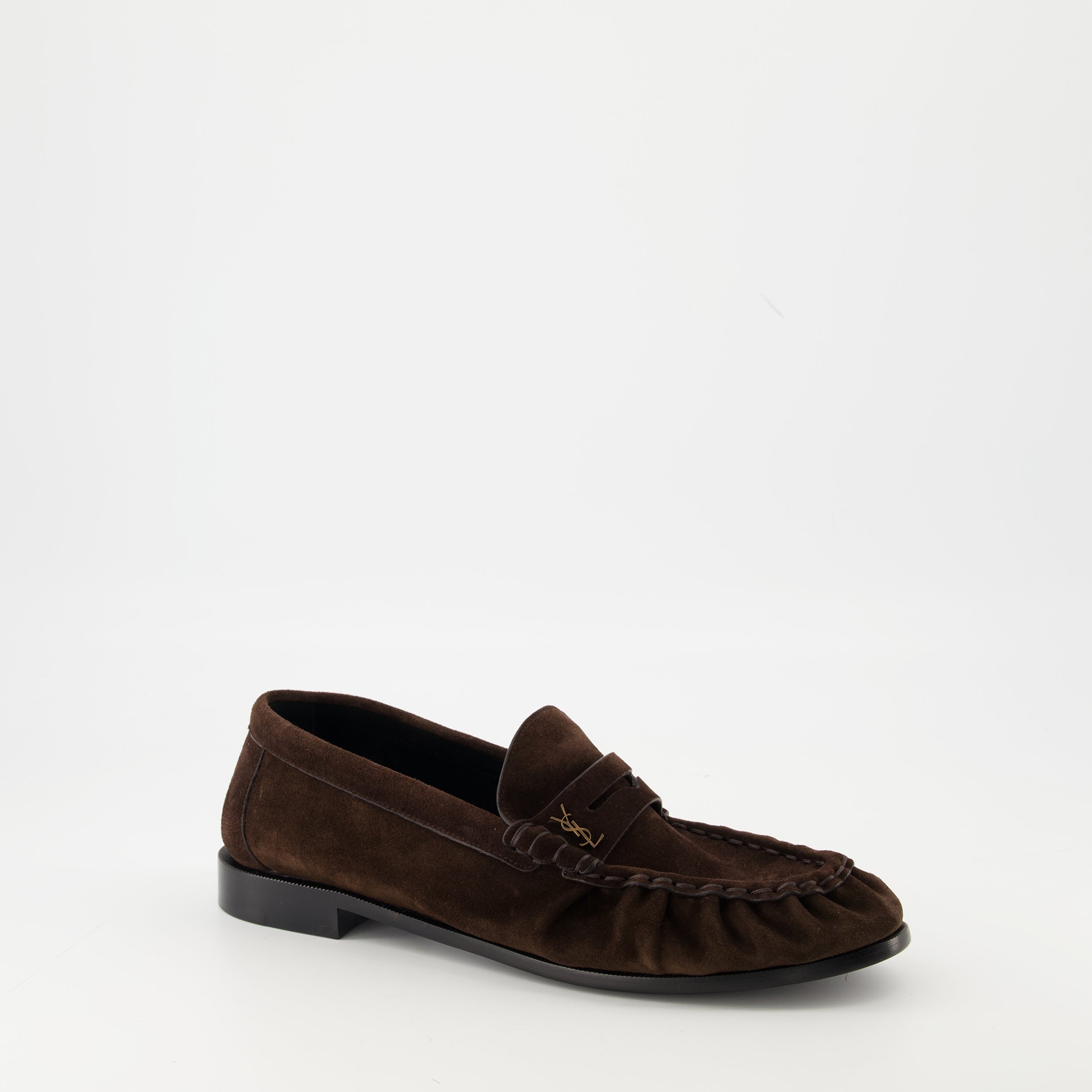 saint laurent men's dress shoes Saint Laurent Le Loafer Supple In Suede - Brown - Men