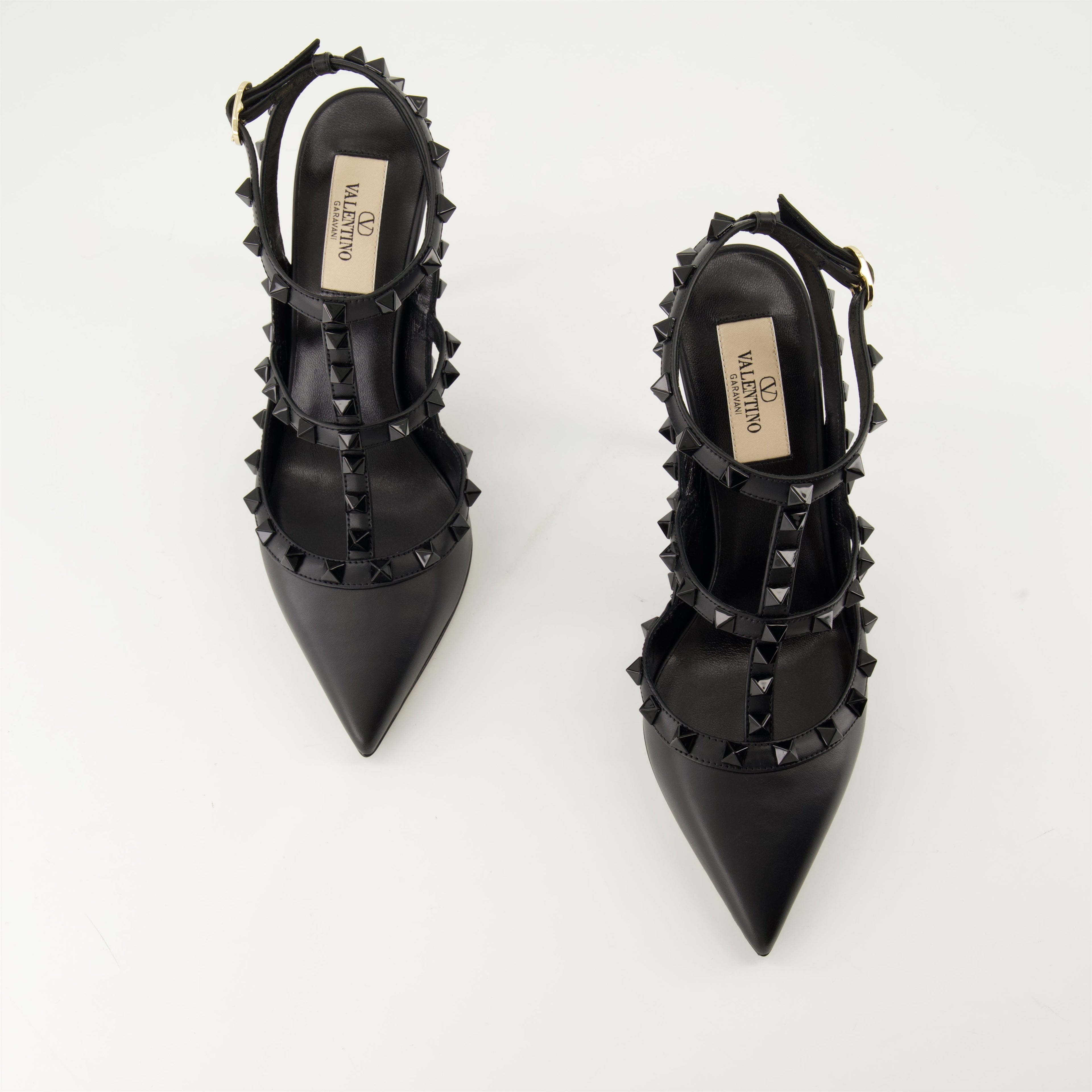 Black leather heels, Rockstud, Valentino Garavani, luxury footwear, boutique high-end